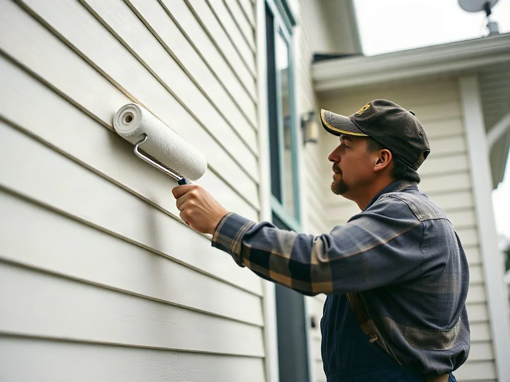 Painting contractor at work